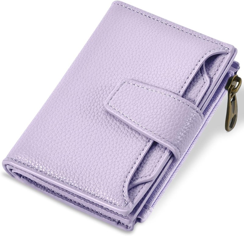 Airkit Small Wallet Women RFID Blocking Soft Leather Bifold Compact Card Holder Wallet for Women with Zipper Coin Pocket 4 ID Window - Image 1